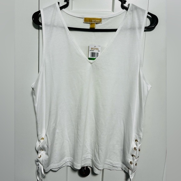 Michael Kors Tops - Michael Kors White Loose Fit Sleeveless Cutout Blouse - Size L